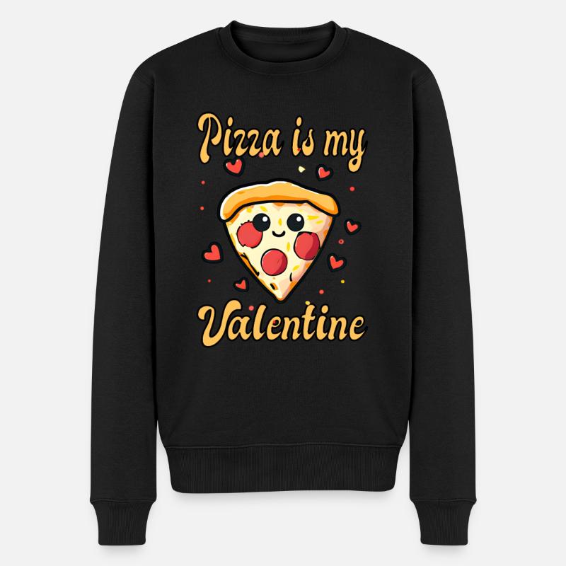 Pizza is my Valentine - Männer Premium Bio Pullover - Schwarz
