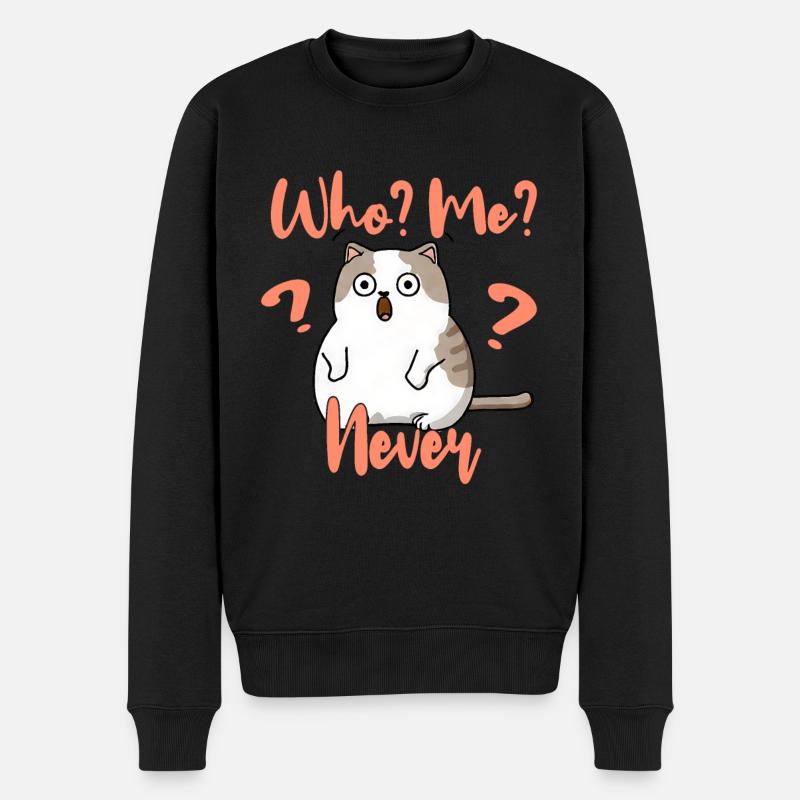 Qui, moi? Jamais - Chat effrayé - Pull Premium bio Homme - noir
