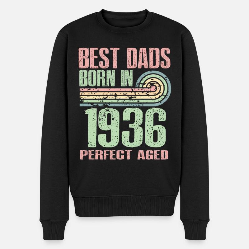 Die Besten Väter Sind 1936 Geboren, 87 Jahre Alt, - Männer Premium Bio Pullover - Schwarz