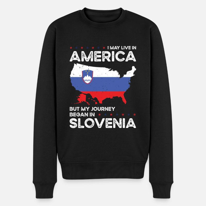 Né slovène Slovénie États-Unis - Pull Premium bio Homme - noir