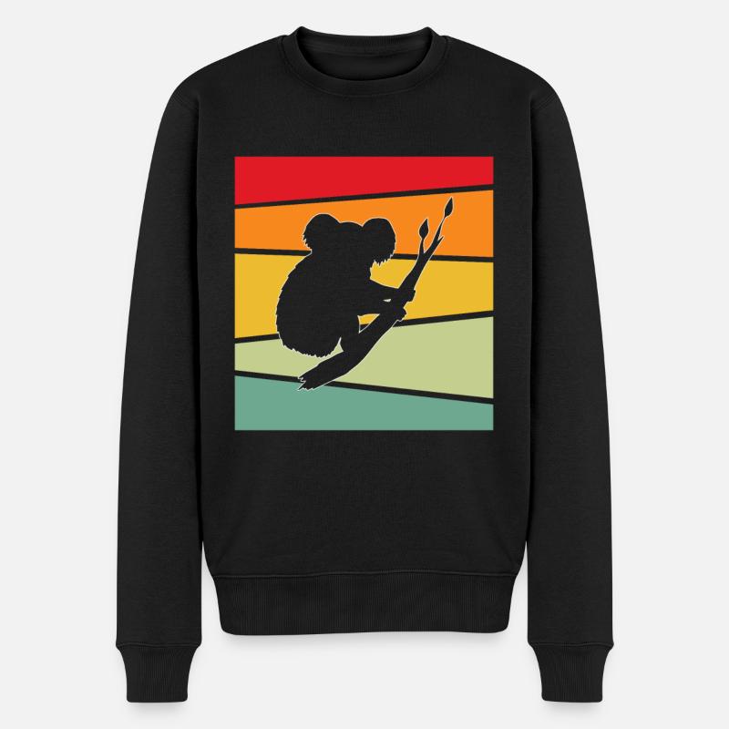 Koala Retro - Männer Premium Bio Pullover - Schwarz
