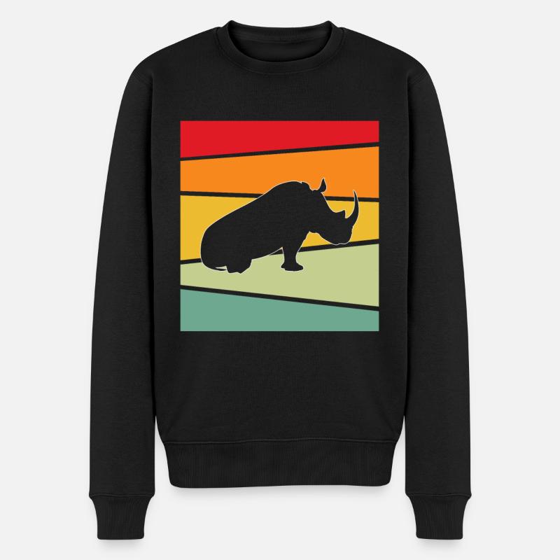 Nashorn Retro - Männer Premium Bio Pullover - Schwarz