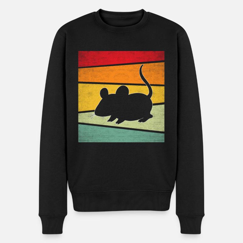 Maus Retro - Männer Premium Bio Pullover - Schwarz