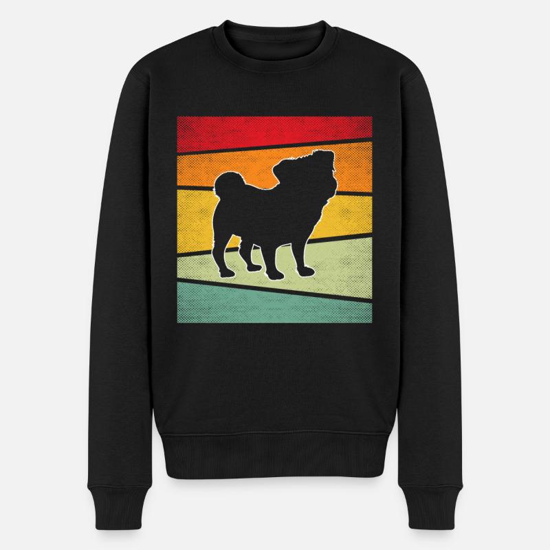 Mops Retro - Männer Premium Bio Pullover - Schwarz