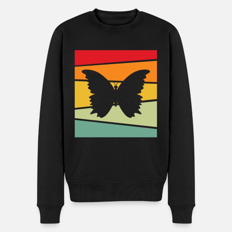 Schmetterling Retro - Männer Premium Bio Pullover - Schwarz