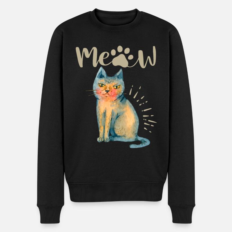 Drôle de chat, disant, Miaou - Pull Premium bio Homme - noir