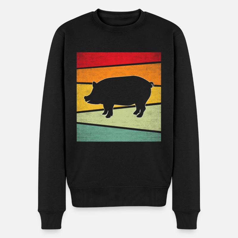 Schwein Retro - Männer Premium Bio Pullover - Schwarz