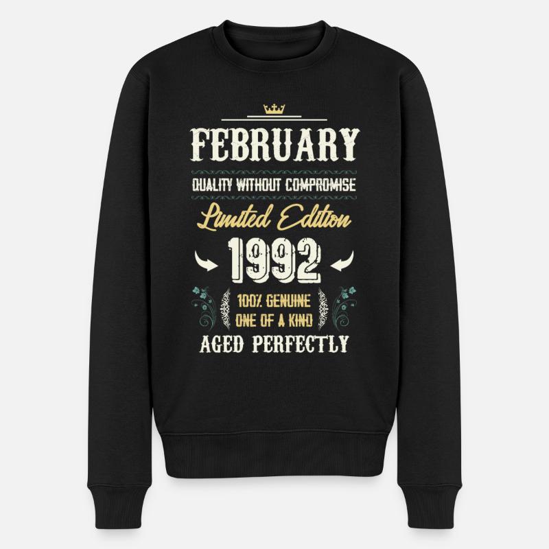 Février 1992 Cadeau d’anniversaire vintage - Pull Premium bio Homme - noir