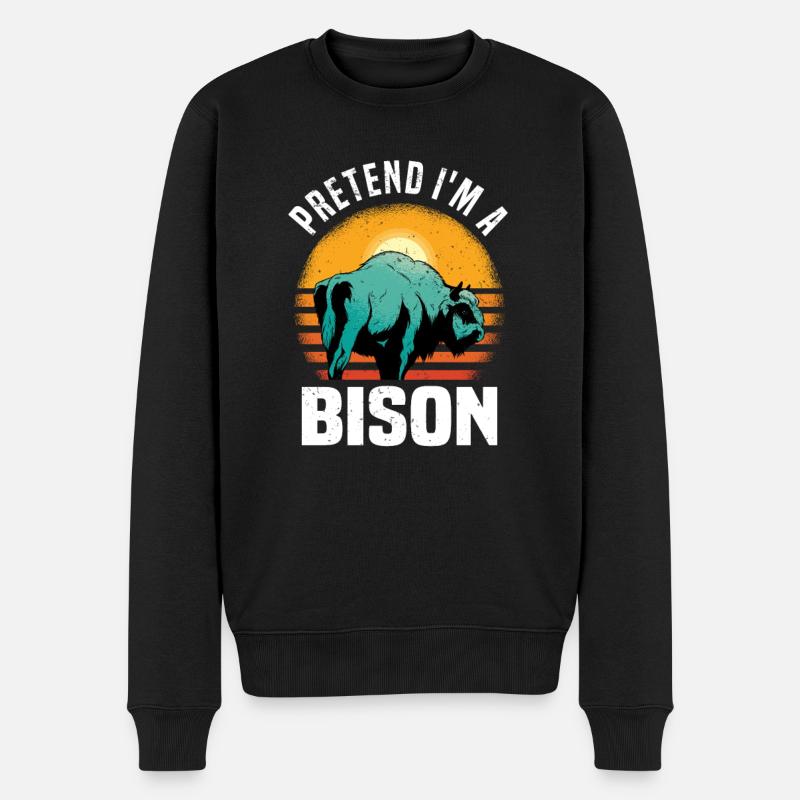 Büffel Bison Ochse Indianer Amerikanisch - Männer Premium Bio Pullover - Schwarz