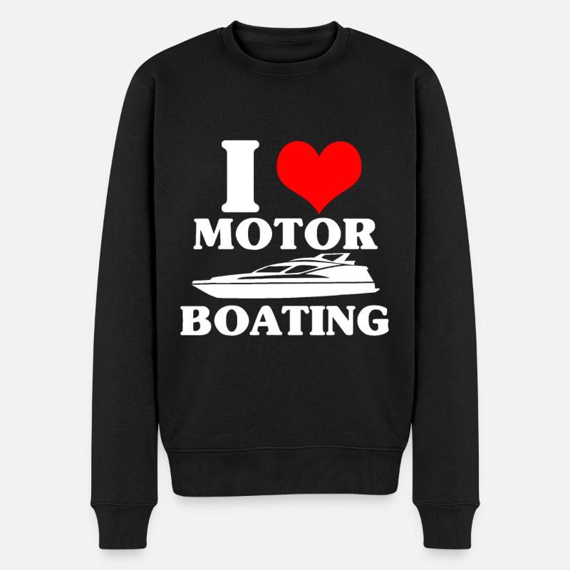 Ich liebe Motorboot fahren lustiger Bootsfahrer - Männer Premium Bio Pullover - Schwarz