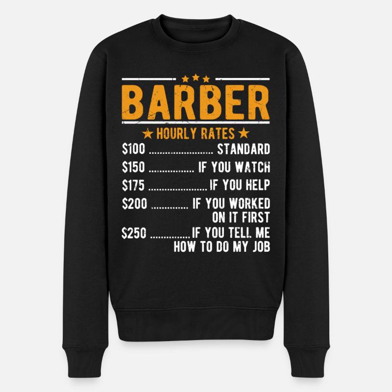 Barbier Stundenlohn - Männer Premium Bio Pullover - Schwarz