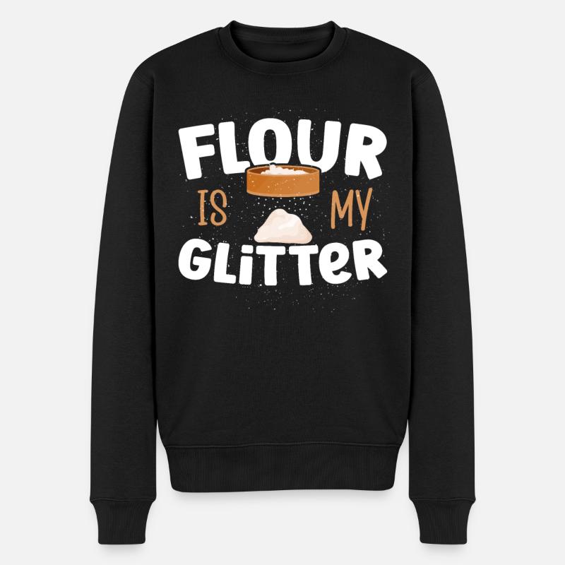 La farine de cuisson est ma boulangerie de paillettes - Pull Premium bio Homme - noir