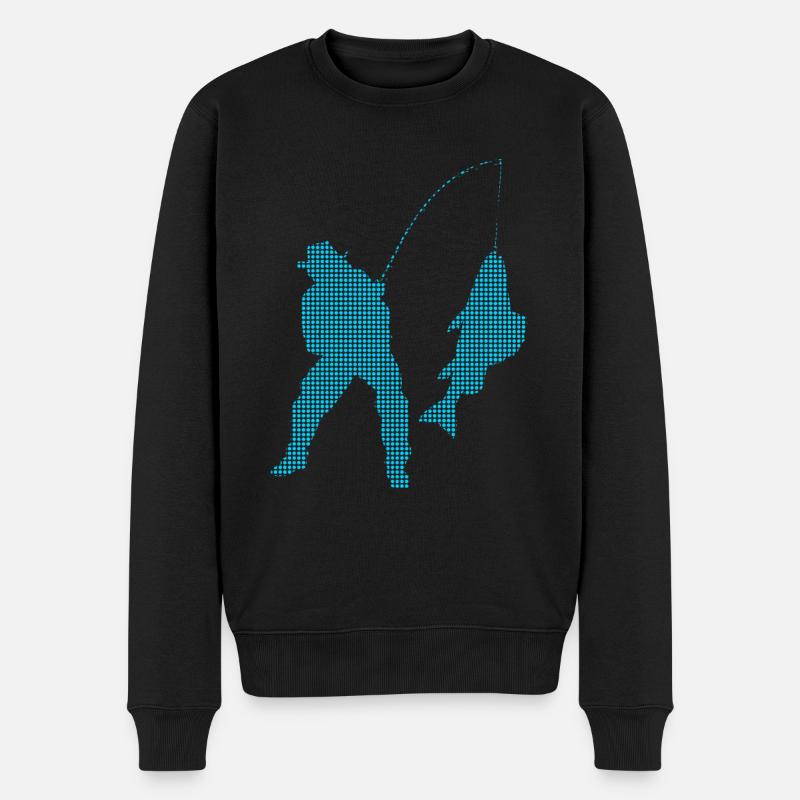Angeln - Männer Premium Bio Pullover - Schwarz