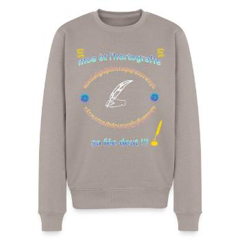 moa èt l hortograffe 2 - Pull Premium bio Homme - taupe - Devant - Nico (187cm)