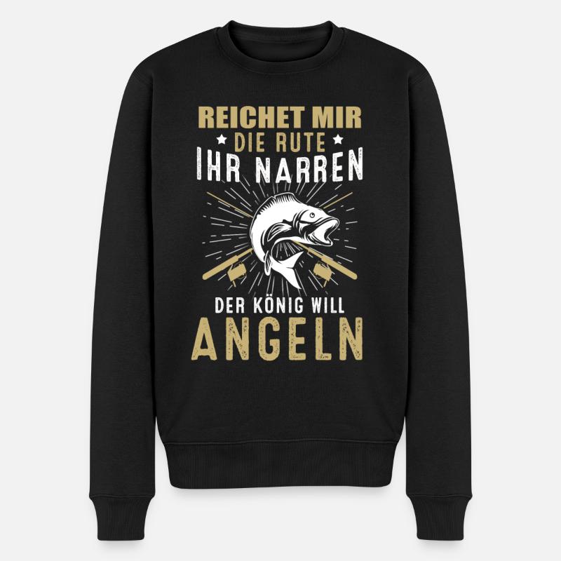 Angeln - Männer Premium Bio Pullover - Schwarz
