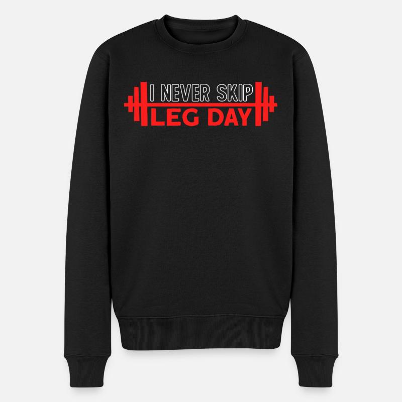 I Never Skip Leg Day - Männer Premium Bio Pullover - Schwarz