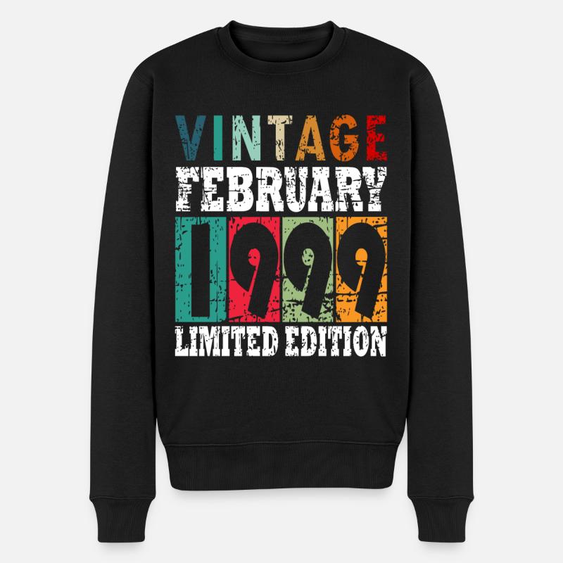 Jahrgang 1999 Februar 24. Geburtstag Geschenk - Männer Premium Bio Pullover - Schwarz