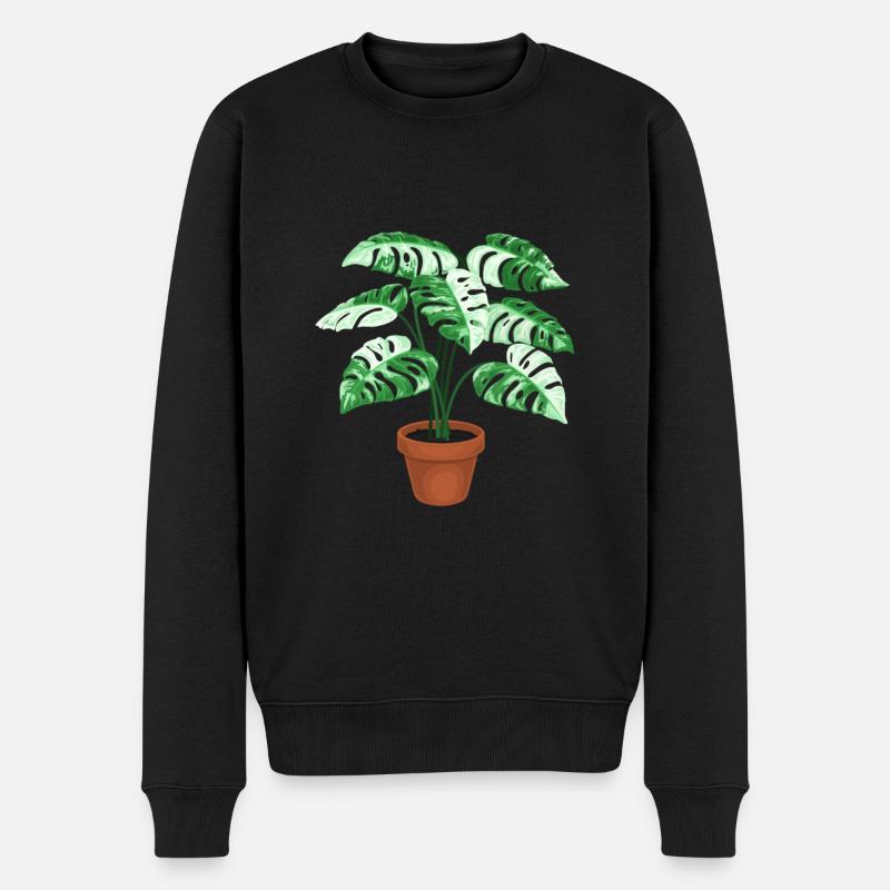 Monstera panaché - Pull Premium bio Homme - noir