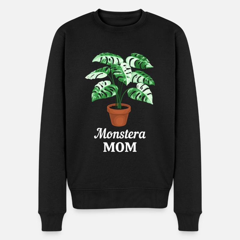 Monstera Mom - Männer Premium Bio Pullover - Schwarz