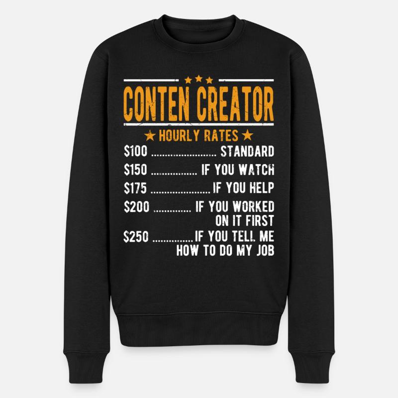 Contlen Creator Stundenlohn - Männer Premium Bio Pullover - Schwarz