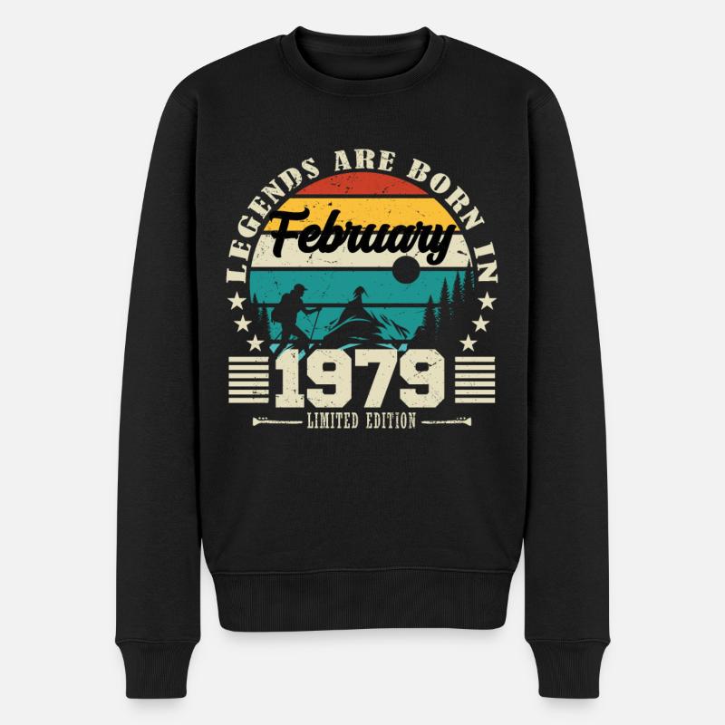 Februar 1979. Geburtstagsgeschenk Februar 1979. - Männer Premium Bio Pullover - Schwarz