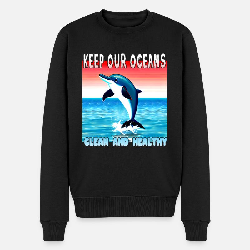 Delfin Umweltschutz ist wichtig - Männer Premium Bio Pullover - Schwarz
