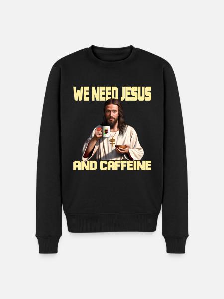 Coffee and Jesus - Men's Premium Organic Jumper - black