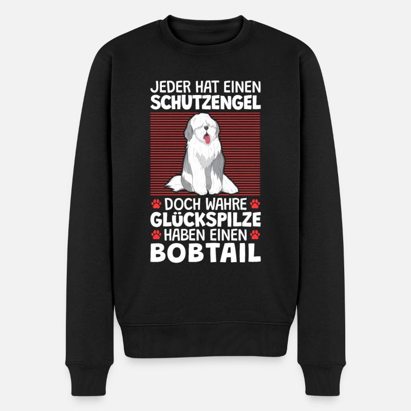 Bobtail ist mein Schutzengel Altenglischer Bobtail - Männer Premium Bio Pullover - Schwarz