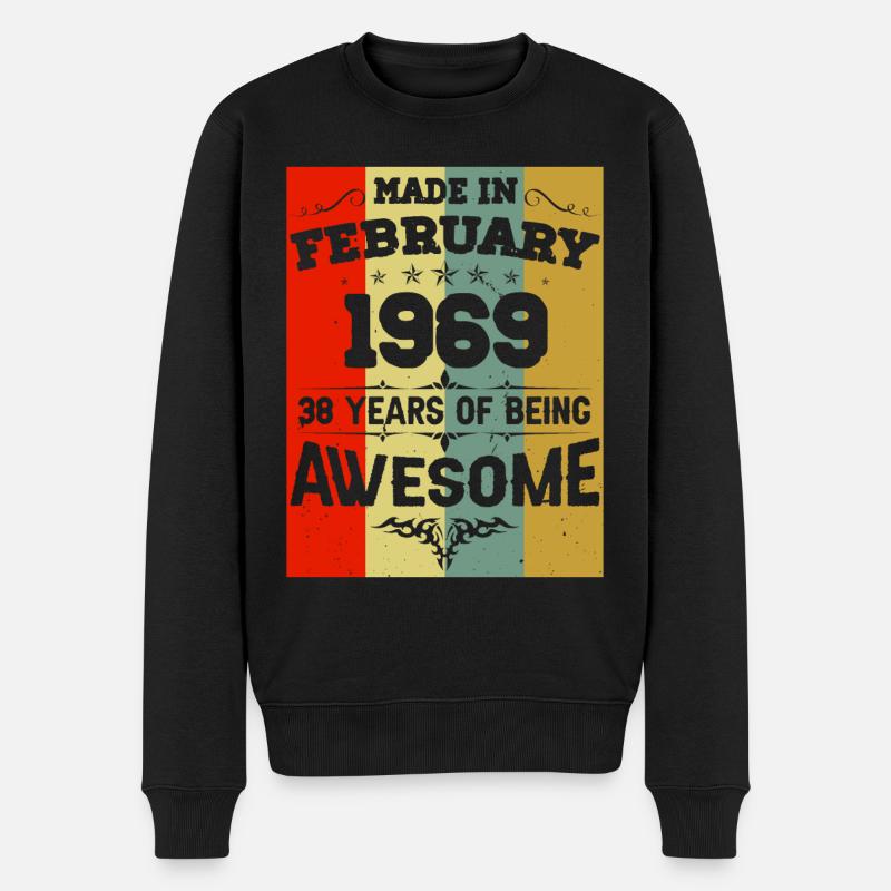 Anniversaire millésime février 1969 - Pull Premium bio Homme - noir