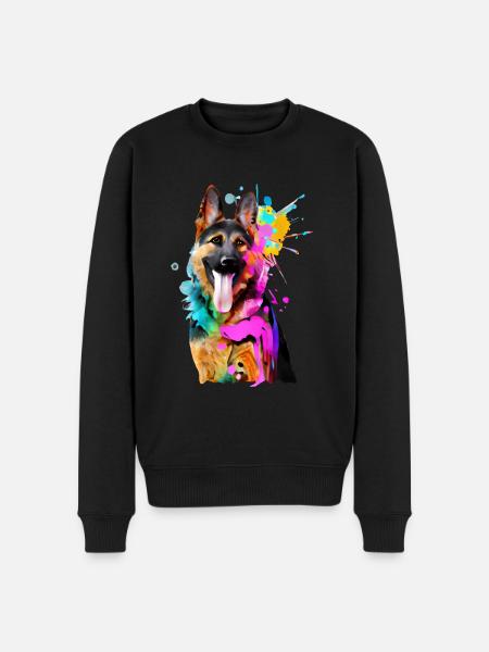 Splashes of colour German Shepherd - Men's Premium Organic Jumper - black