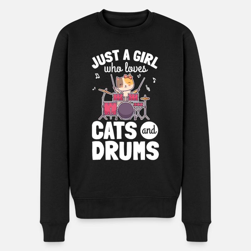 Niedlicher Schlagzeuger Mädchen Trommeln Schlagzeug Perkussion I Kitt - Männer Premium Bio Pullover - Schwarz