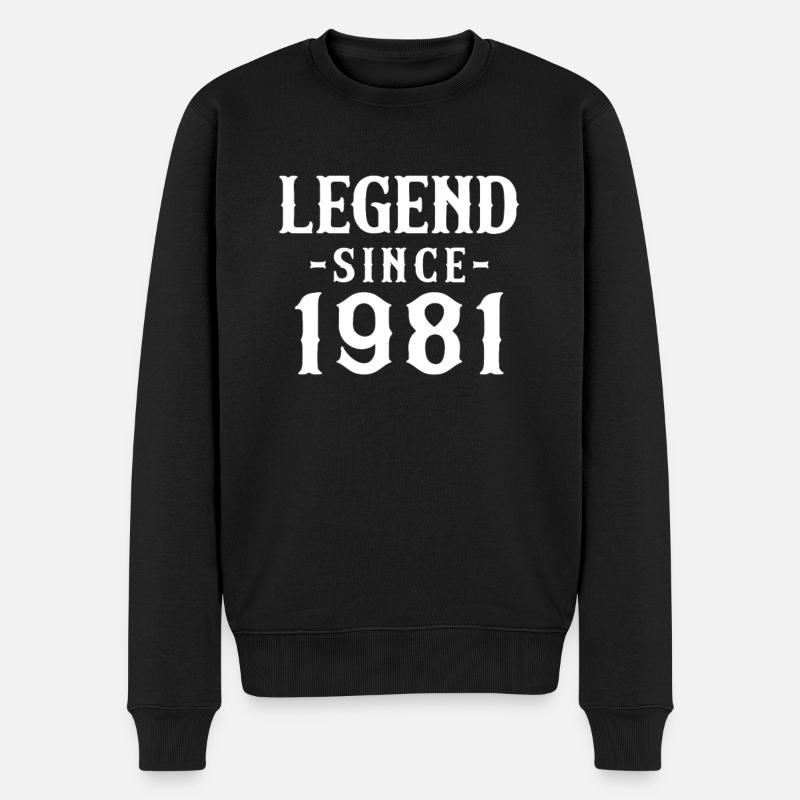 Légende depuis 1981 Cadeau d’anniversaire Drôle d’année de naissance - Pull Premium bio Homme - noir