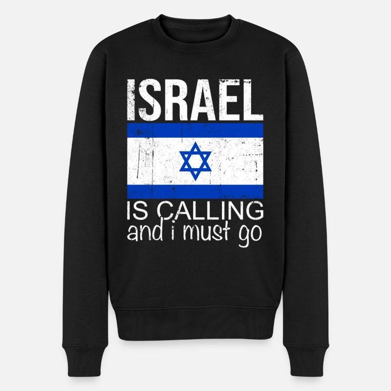 Israel Spruch - Männer Premium Bio Pullover - Schwarz