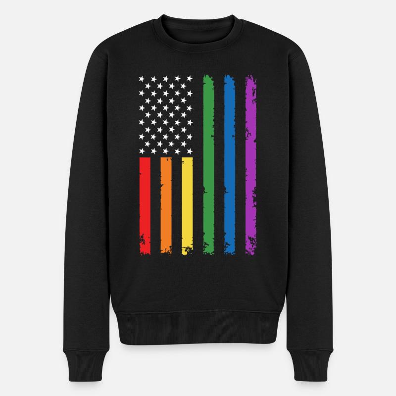 Amerikanischer Lgbtq-stolz Regenbogenfahne - Männer Premium Bio Pullover - Schwarz