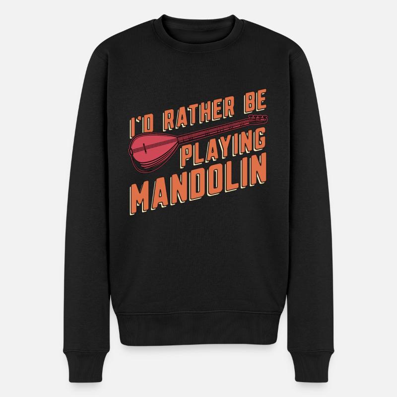 Mandolin I'd Rather Be Playing Musical Instrument - Männer Premium Bio Pullover - Schwarz