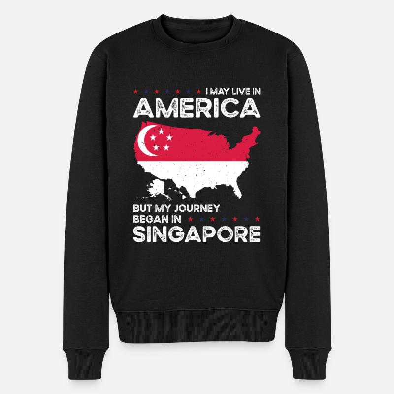 Geboren in Singapur Singapur Amerikaner USA - Männer Premium Bio Pullover - Schwarz