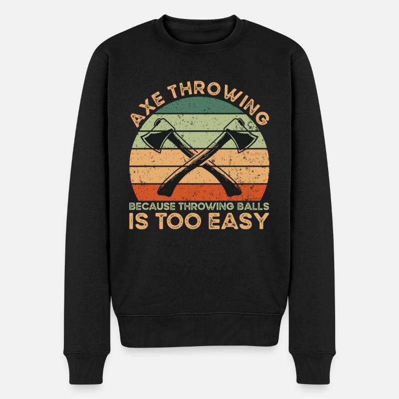 Axe Throwing Axtwurf - Männer Premium Bio Pullover - Schwarz