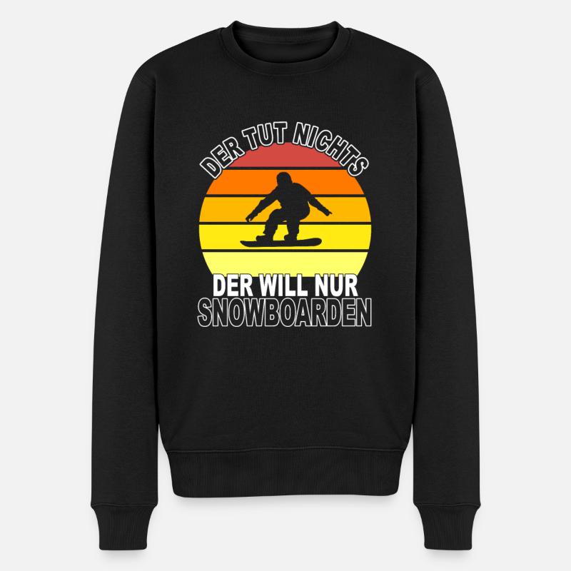Snowboarden Spruch - Männer Premium Bio Pullover - Schwarz