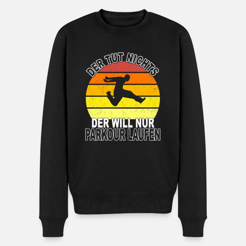 Parkour Spruch - Männer Premium Bio Pullover - Schwarz