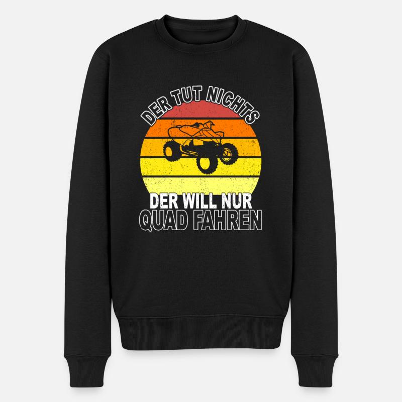 Quad Spruch - Männer Premium Bio Pullover - Schwarz