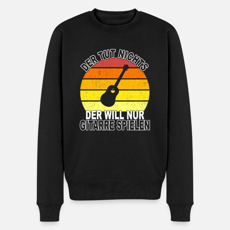 Gitarre Spruch - Männer Premium Bio Pullover - Schwarz