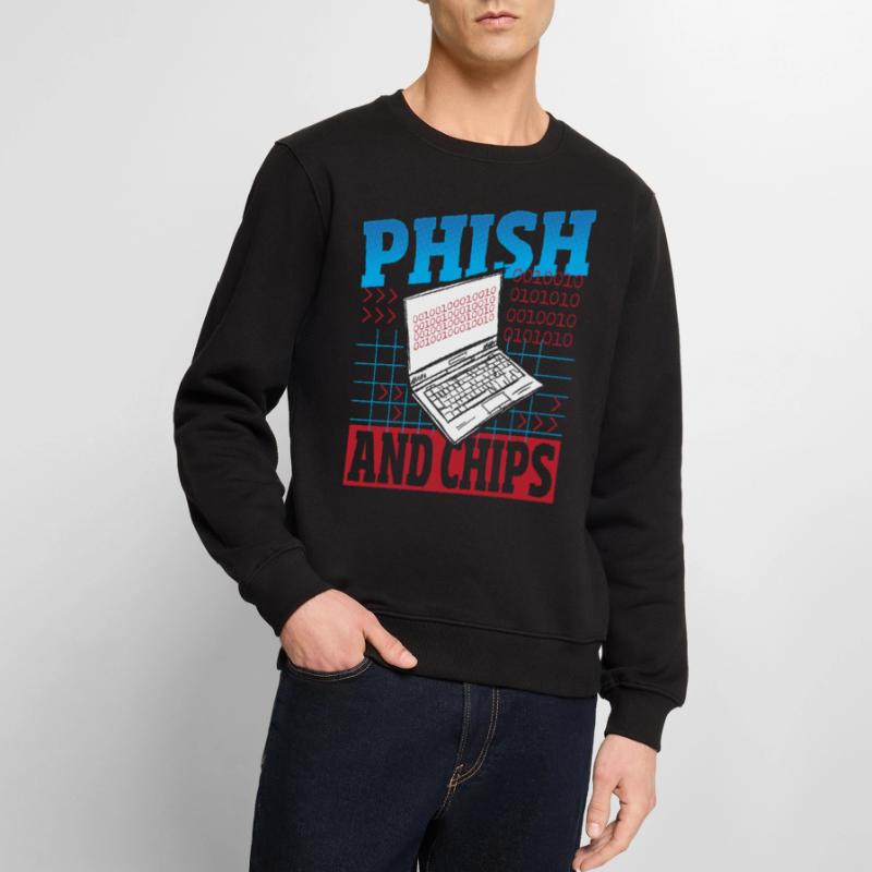 Phish and Chips Hacker Hacking Internet Network Männer Premium Bio Pullover