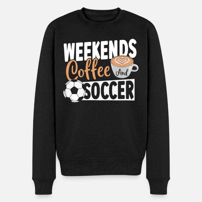 Weekends Coffe and Soccer - Männer Premium Bio Pullover - Schwarz