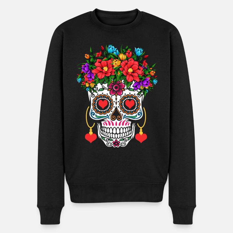 Valentinstag Zuckerknochen Muertos Tag Halloween - Männer Premium Bio Pullover - Schwarz