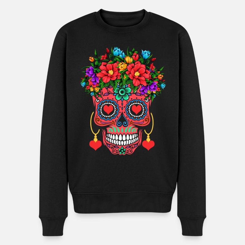 Valentinstag Roter Zuckerknochen Muertos Tag Halloween - Männer Premium Bio Pullover - Schwarz