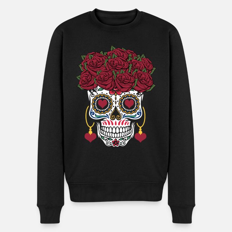 Valentinstag Rosenzucker Knochen Muertos Tag Halloween - Männer Premium Bio Pullover - Schwarz