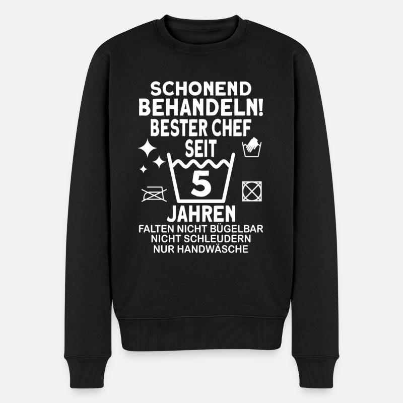Chef 5 Jahre Dienstjubiläum Bester Chef Jubiläum - Männer Premium Bio Pullover - Schwarz