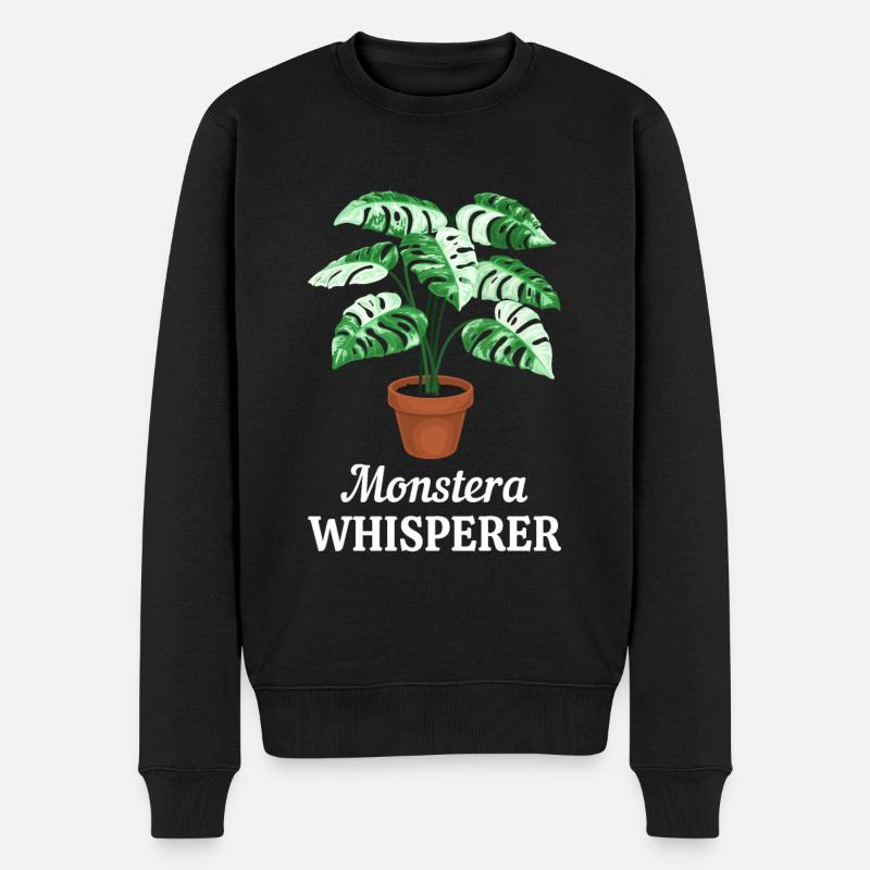 Monstera Whisperer - Männer Premium Bio Pullover - Schwarz