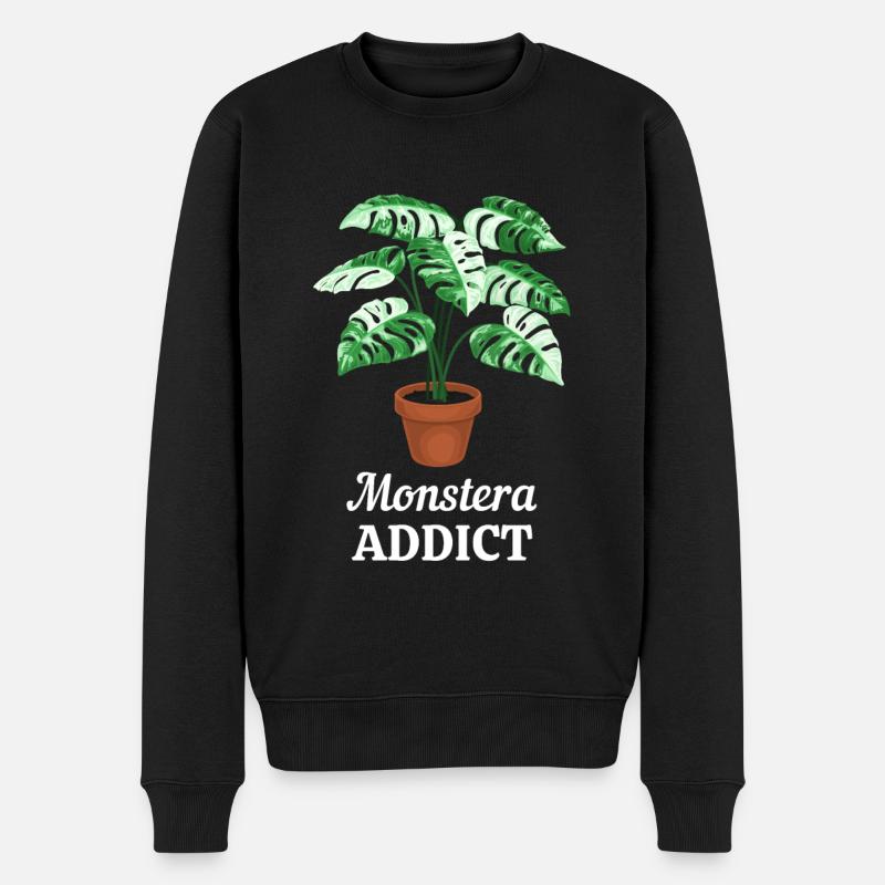 Monstera Addict - Männer Premium Bio Pullover - Schwarz