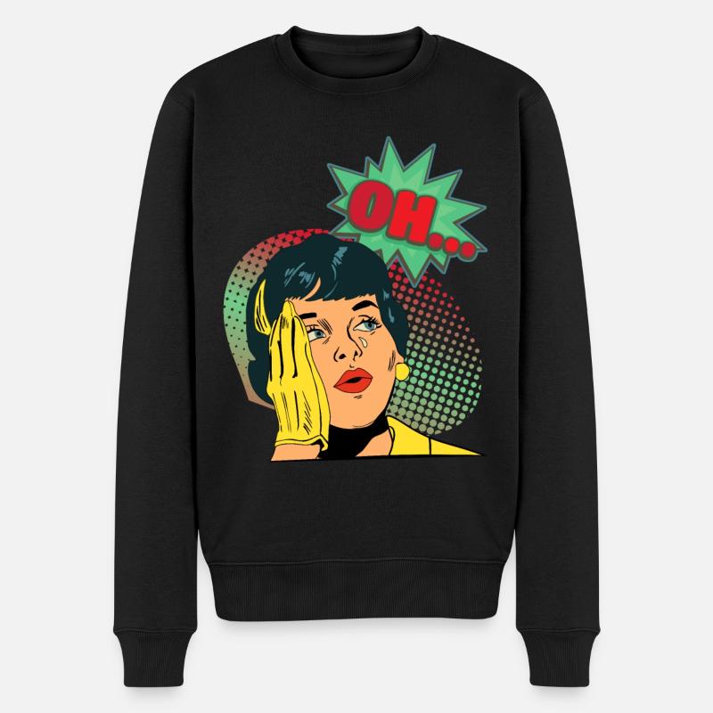 Comic, Comic-Strips, Mädchen, Crying-Girl, Spruch - Männer Premium Bio Pullover - Schwarz